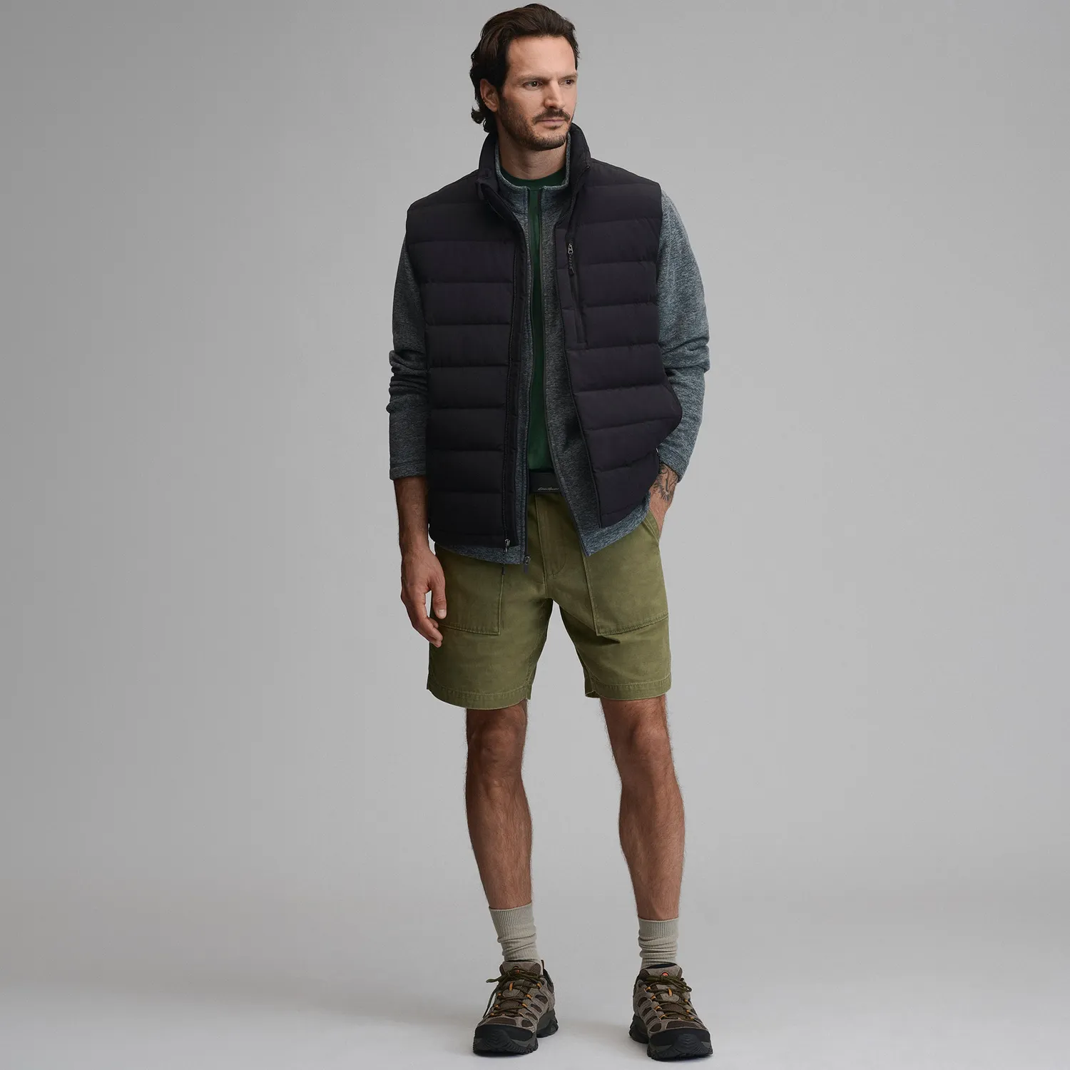 Eddie Bauer EB Stretch Down vesta puf neagra calduroasa