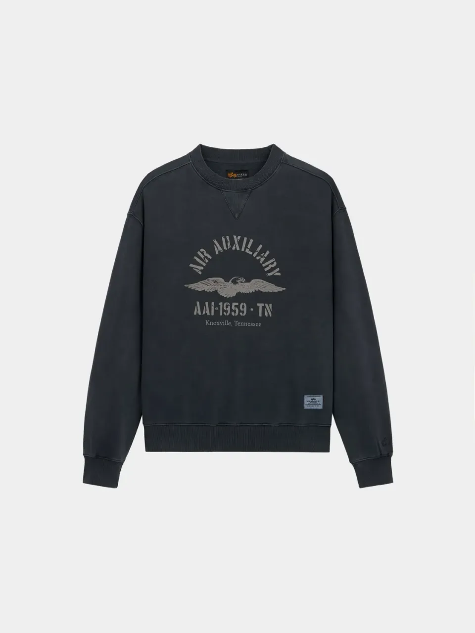 Alpha Industries Essential Crew Air Aux hanorac negru bumbac