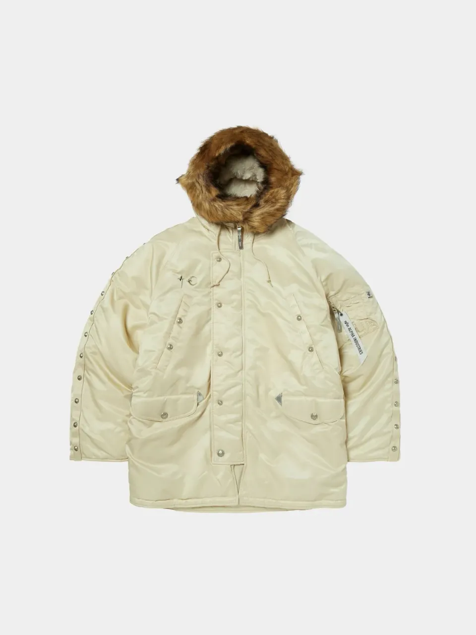 Alpha Industries Thug Club N-3B palton parka alb umplutura groasa