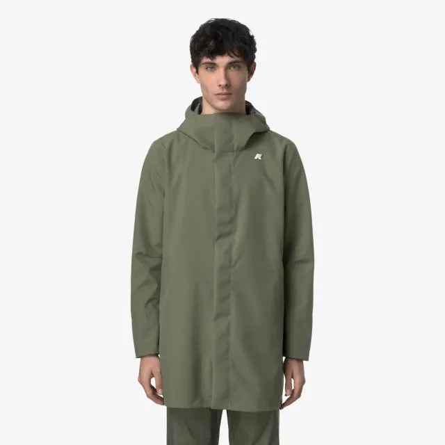 K-Way Tommy palton barbati 3/4 verde impermeabil