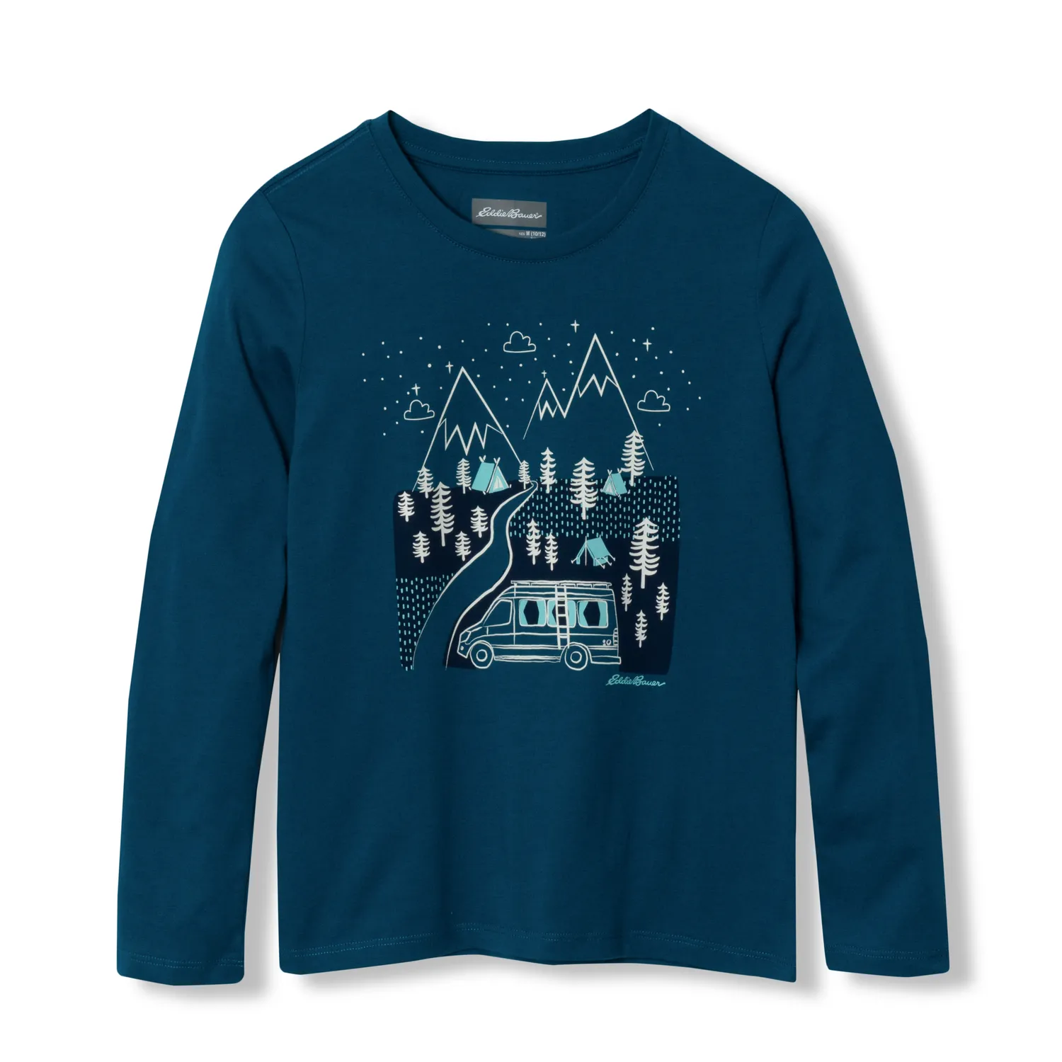 Eddie Bauer Graphic Long-Sleeve tricou fete AQUA SKY bumbac