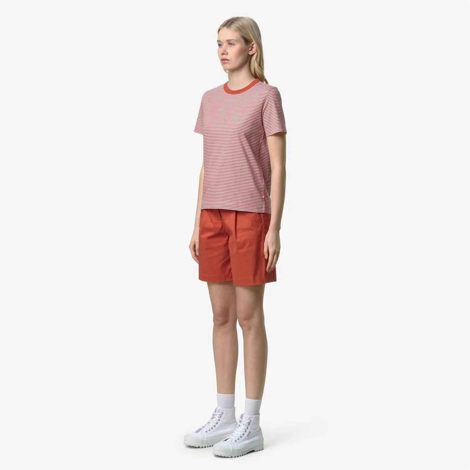 K-Way Elodie Slimline Jersey tricou dama alb bumbac dungi