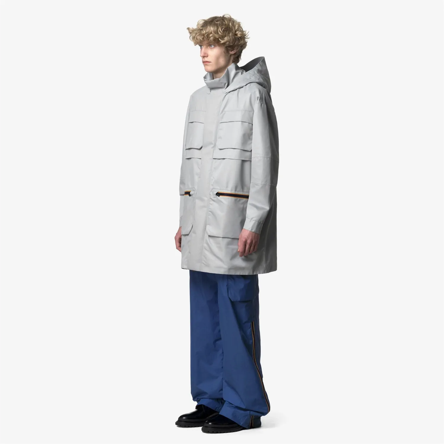 K-Way Effie geaca unisex gri 3/4 satinata cu gluga