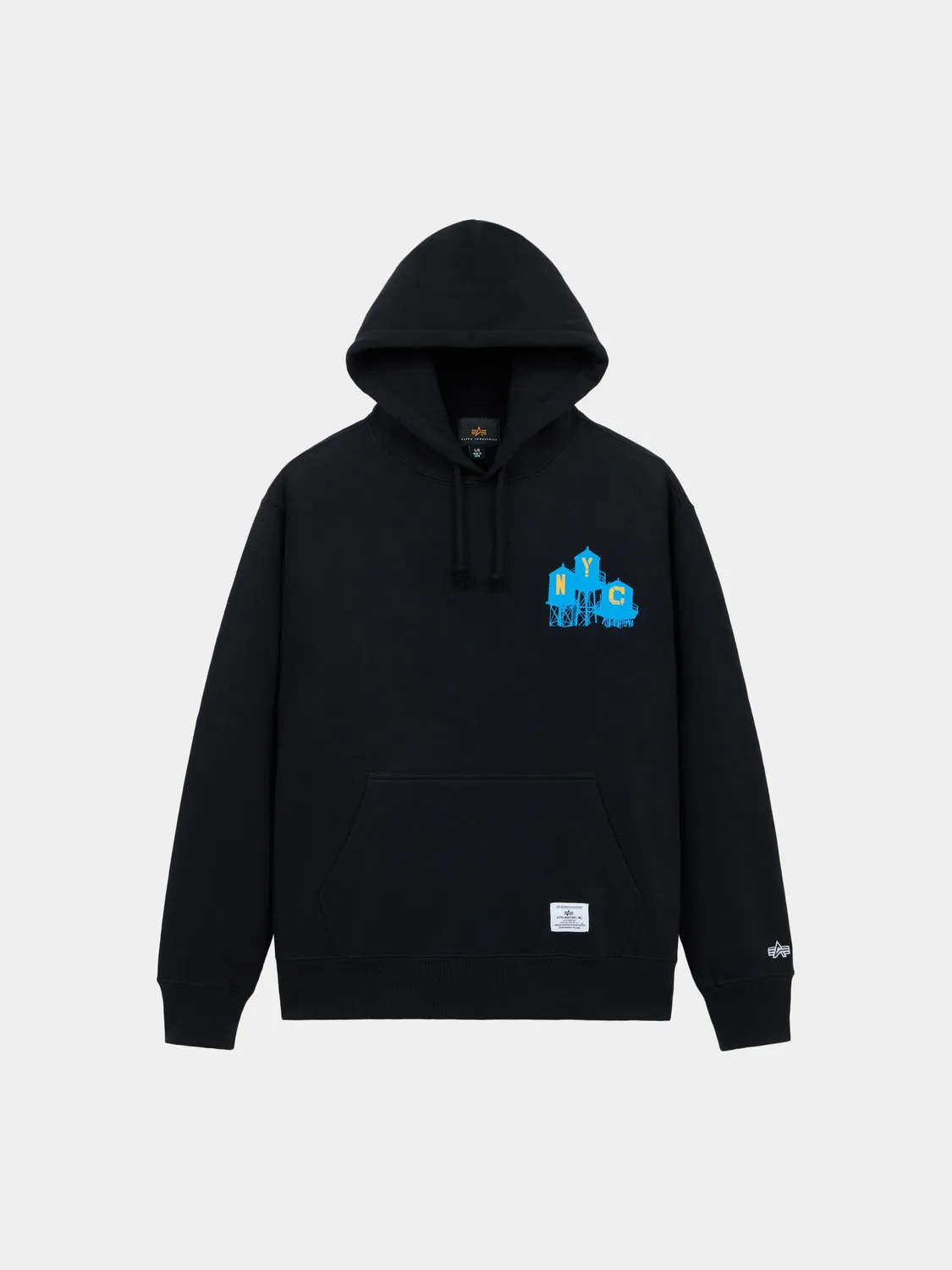 Alpha Industries Stacks Hoodie hanorac negru bumbac