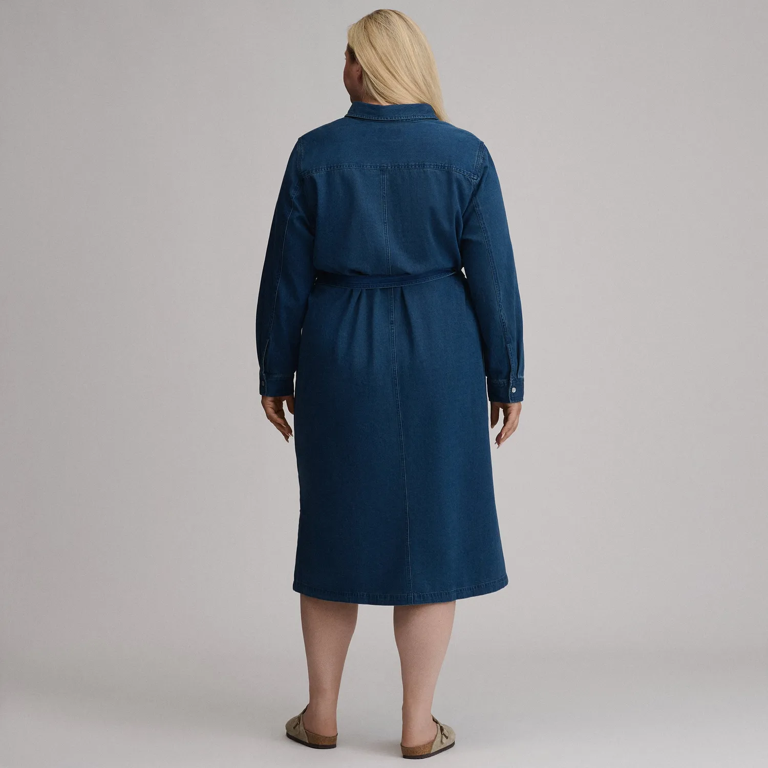 Eddie Bauer Denim Midi rochie damă Dark Denim cu cordon