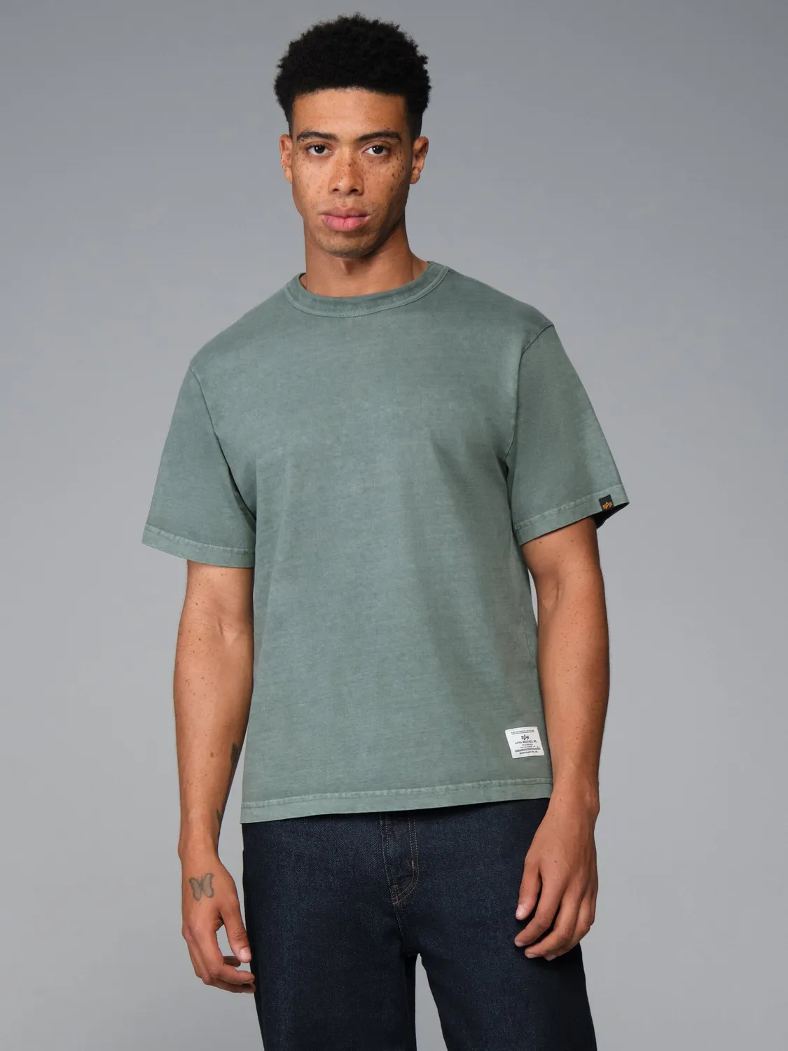 Alpha Industries Essential Battlewash tricou negru bumbac