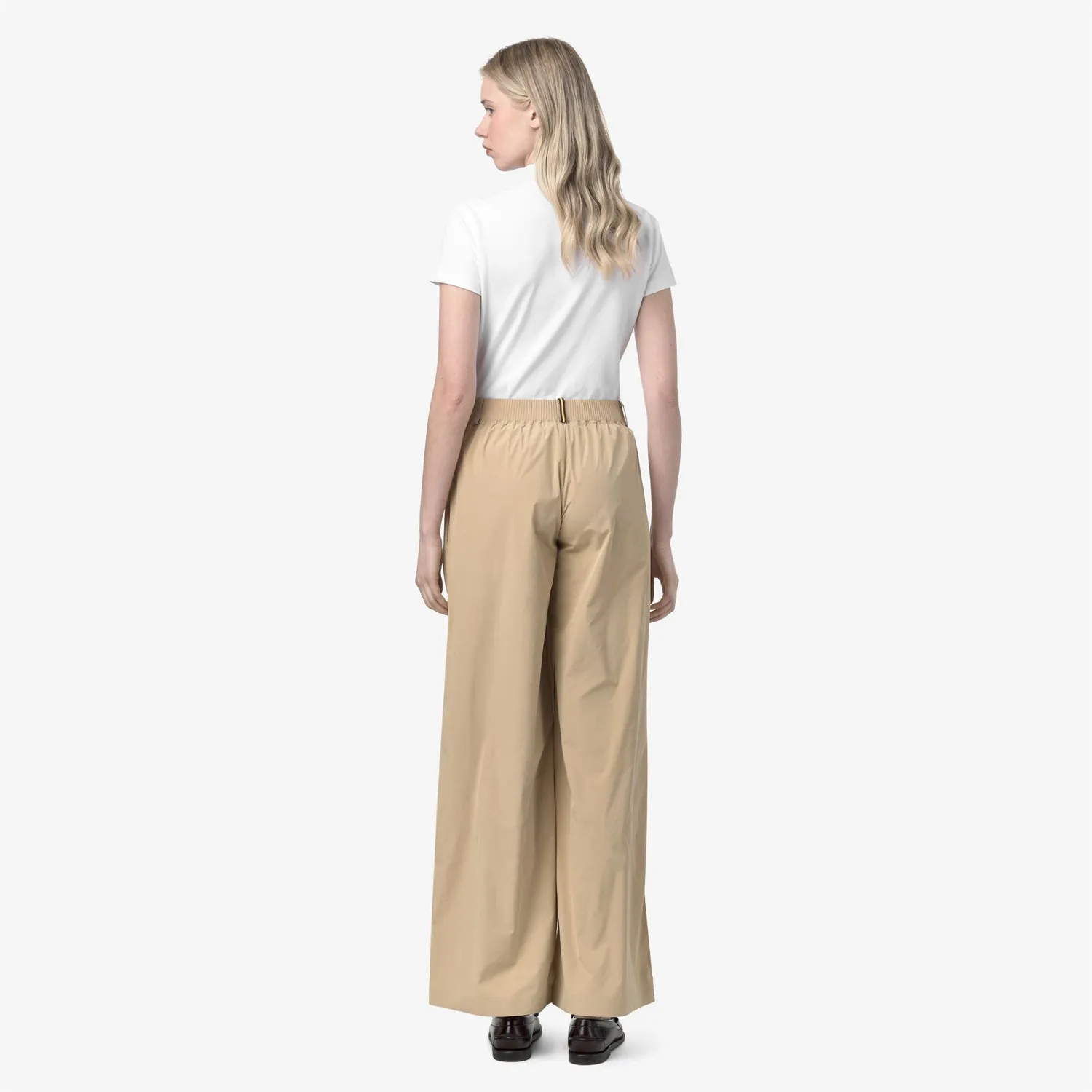 K-Way Pigalle pantaloni dama bej cu croi larg