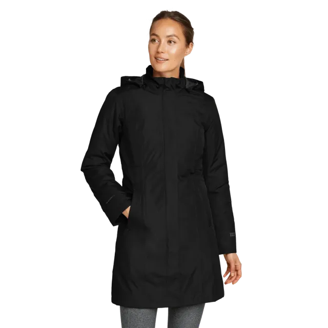 Eddie Bauer Girl on the Go Trench palton damă negru impermeabil