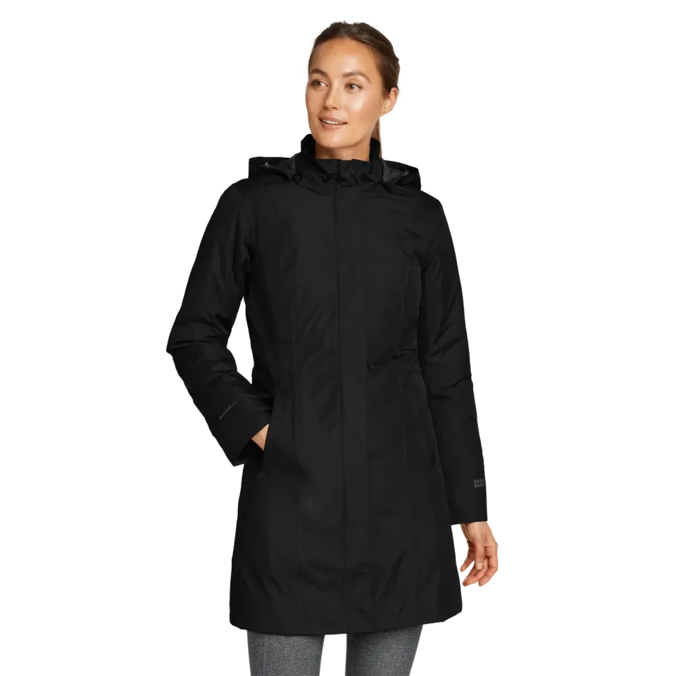 Eddie Bauer Girl on the Go Trench palton damă negru impermeabil