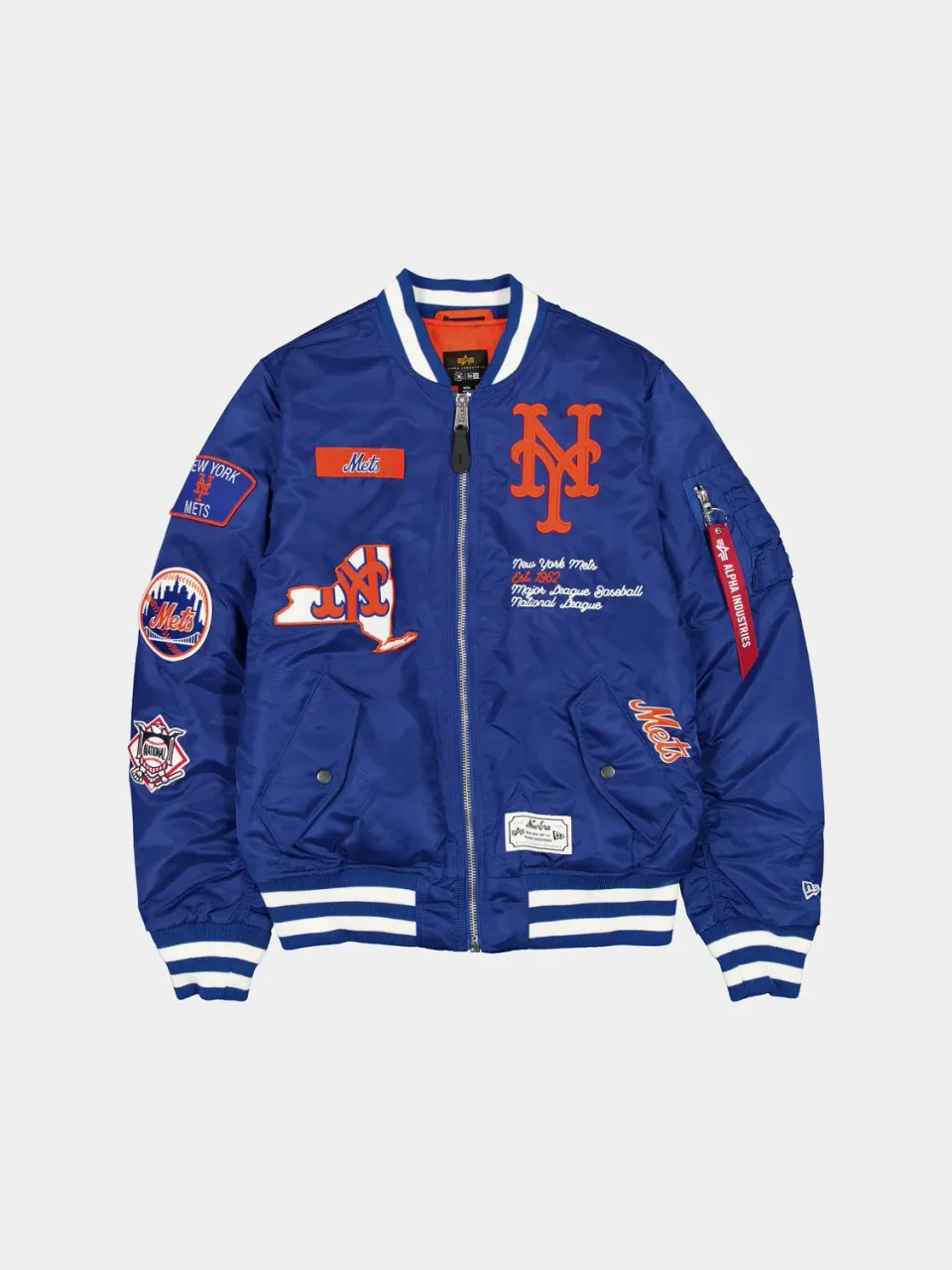 Alpha Industries MA-1 Mets bomber albastru satinat