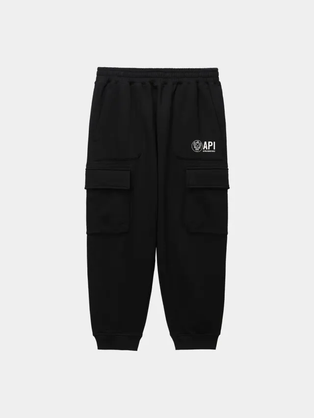 Alpha UNFRM Cargo Sweatpant pantaloni negri fleece