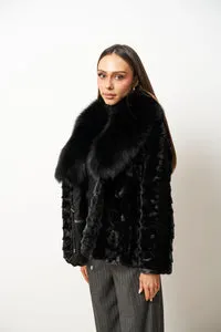 Mareus Onyx Black 641 haina nurca negru guler vulpe