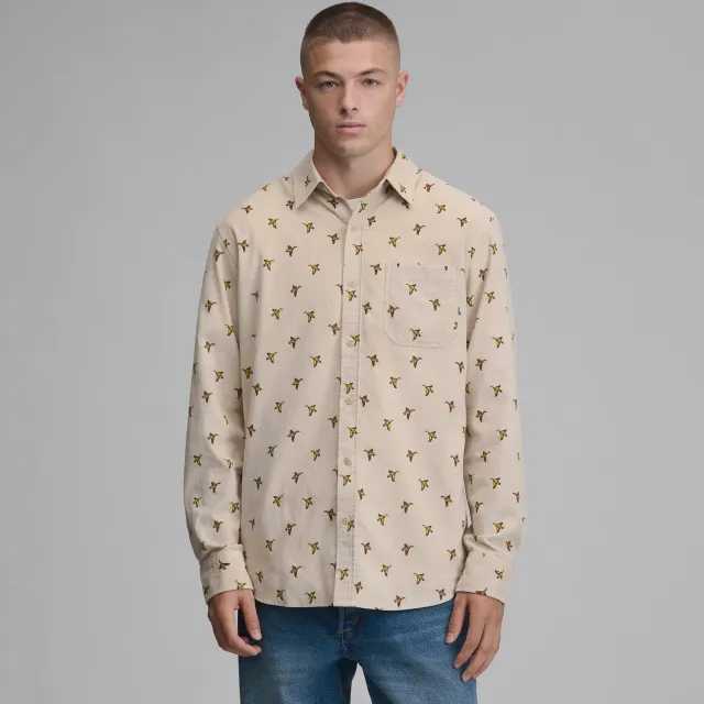 Eddie Bauer Corduroy camasa barbati Pumice imprimeu fin