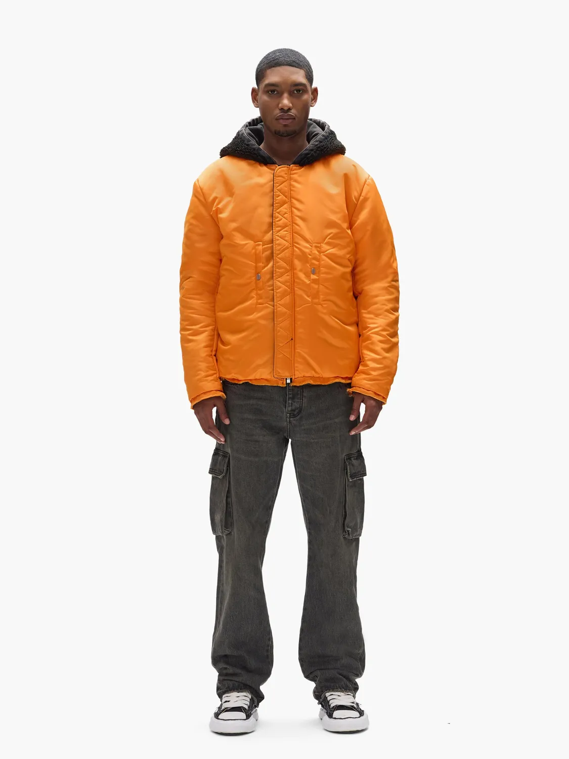 Purple x Alpha Hooded Bomber palton negru călduros