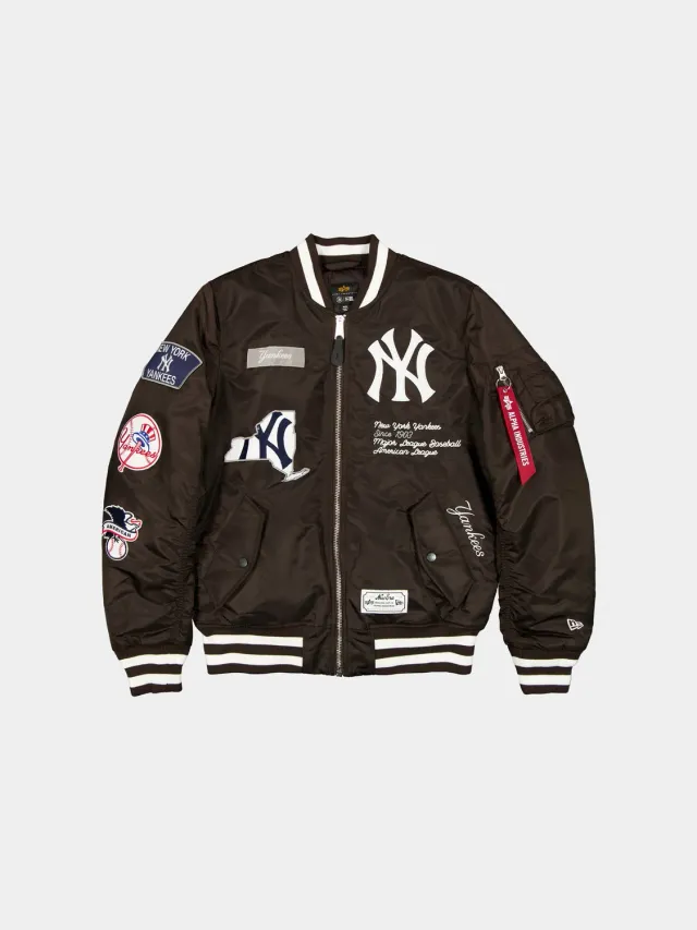 Alpha Industries MA-1 Yankees x New Era geaca bomber maro Burnt Wood