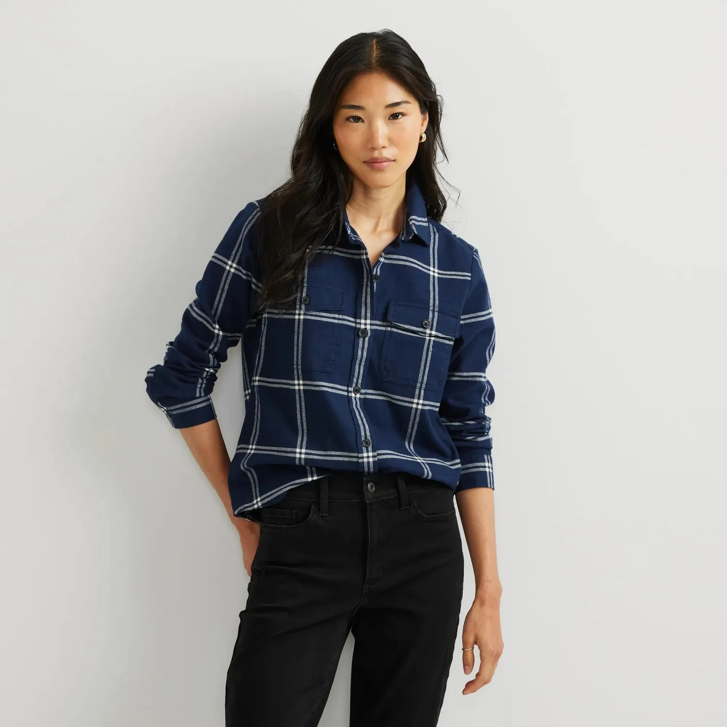 Eddie Bauer Stine's cămașă flanel damă albastră