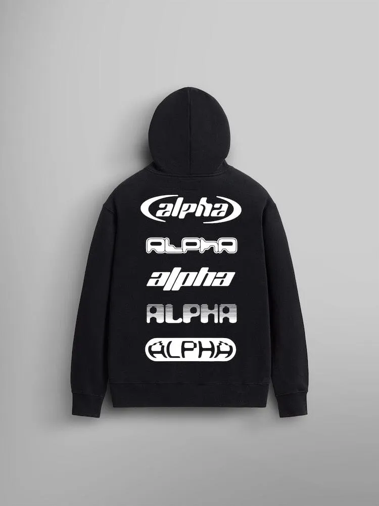 Alpha Industries Alpha Logos hanorac negru cu glugă bumbac