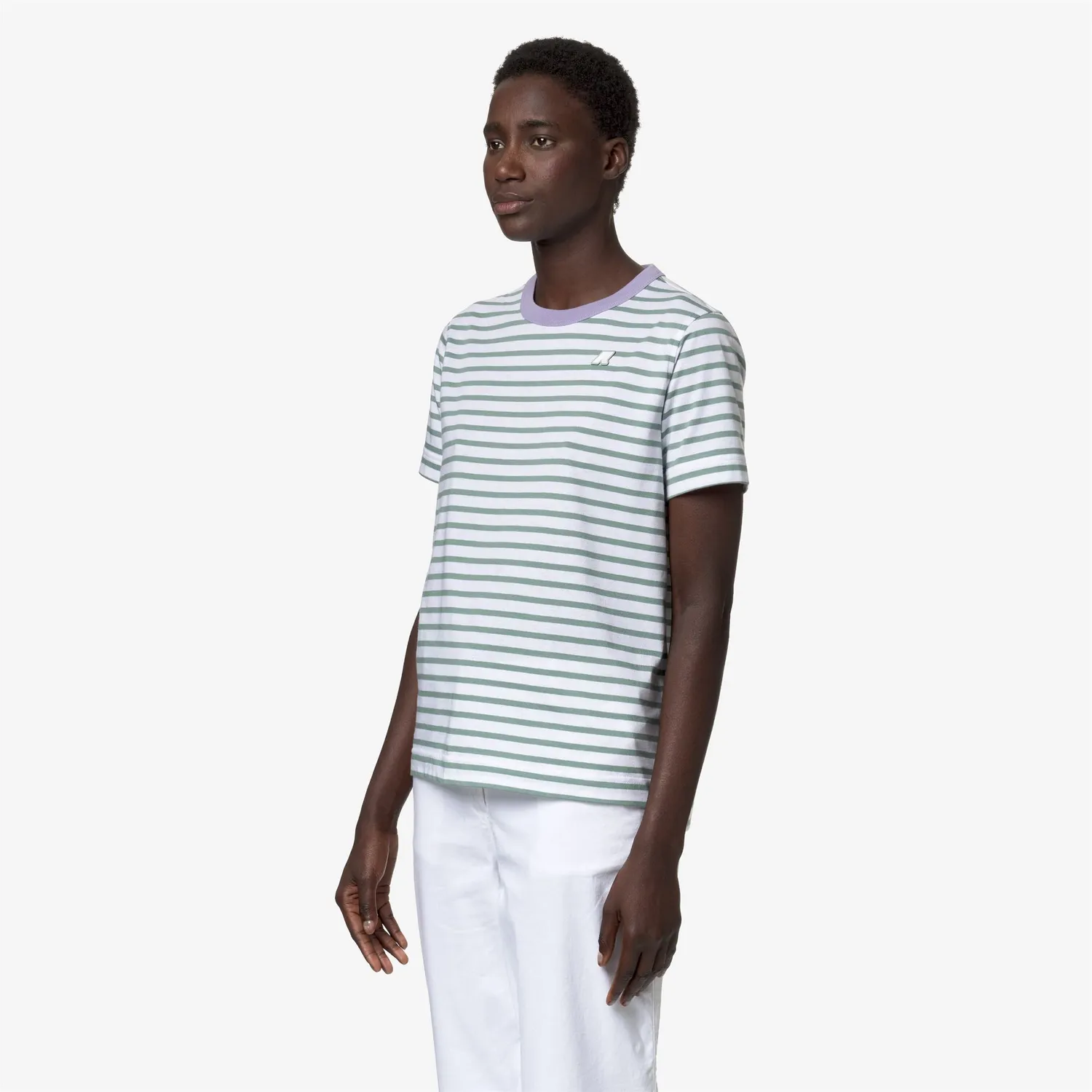 K-Way Emeli Stripes tricou dama alb dungi