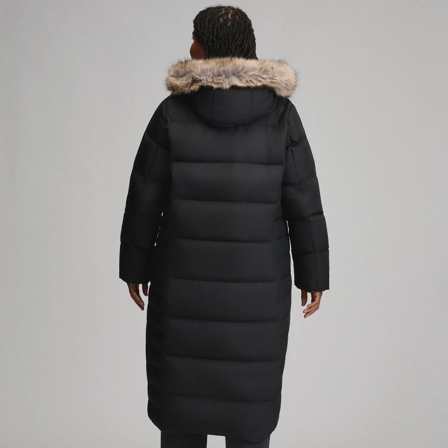 Eddie Bauer Lodge Down Duffle palton dama negru lung calduros