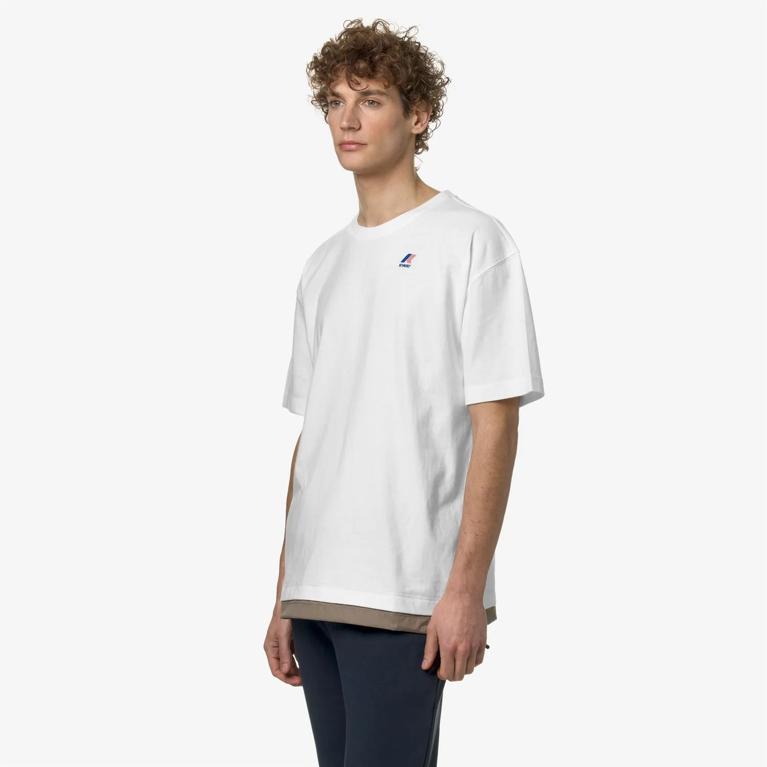 K-Way Le Vrai Serille tricou alb-bej taupe din bumbac