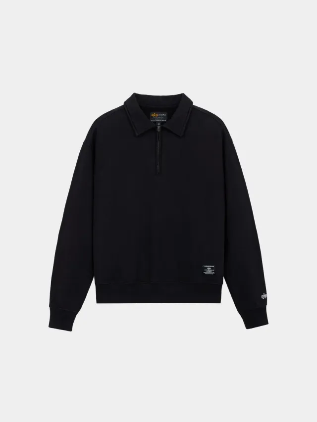 Alpha Industries Essential Quarter Zip bluza negru bumbac
