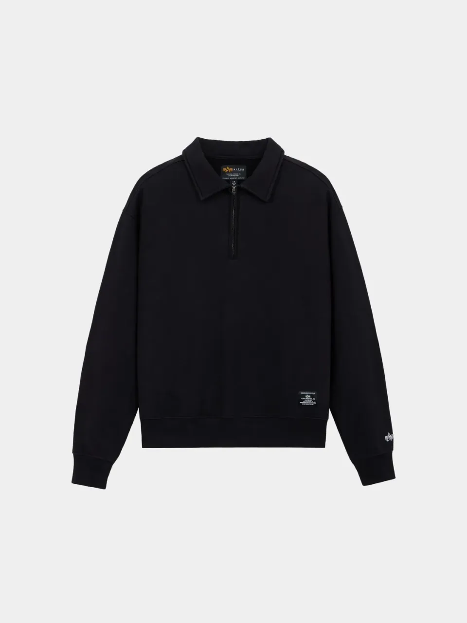 Alpha Industries Essential Quarter Zip bluza negru bumbac
