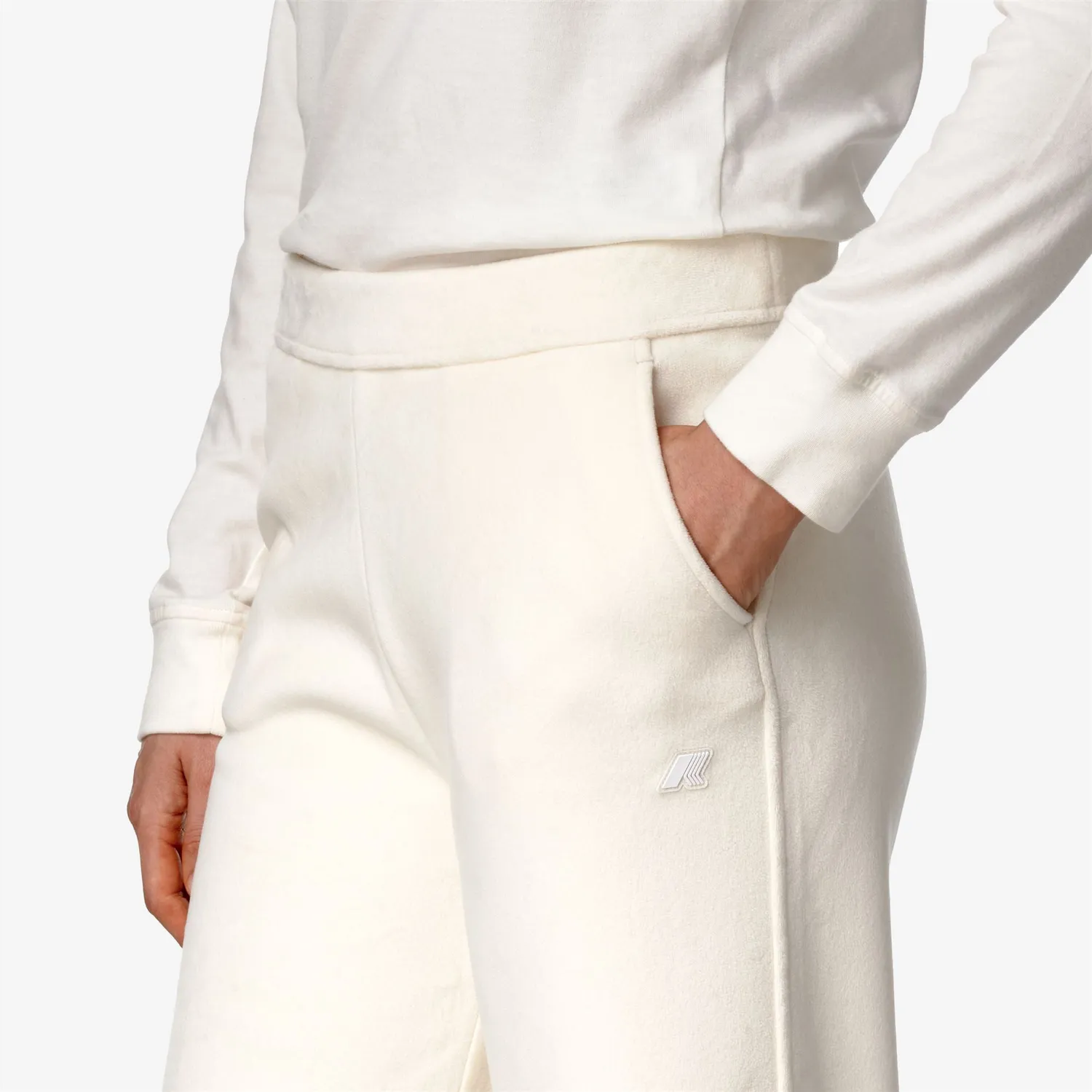 K-Way Jenny Velour Polar pantaloni damă albi căptușiți