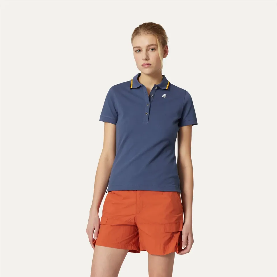 K-Way Jeannine tricou polo dama albastru indigo bumbac