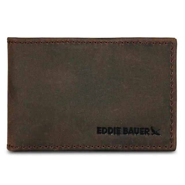Eddie Bauer Money Clip Bifold Leather Wallet Embossed Sasquatch portofel Tan