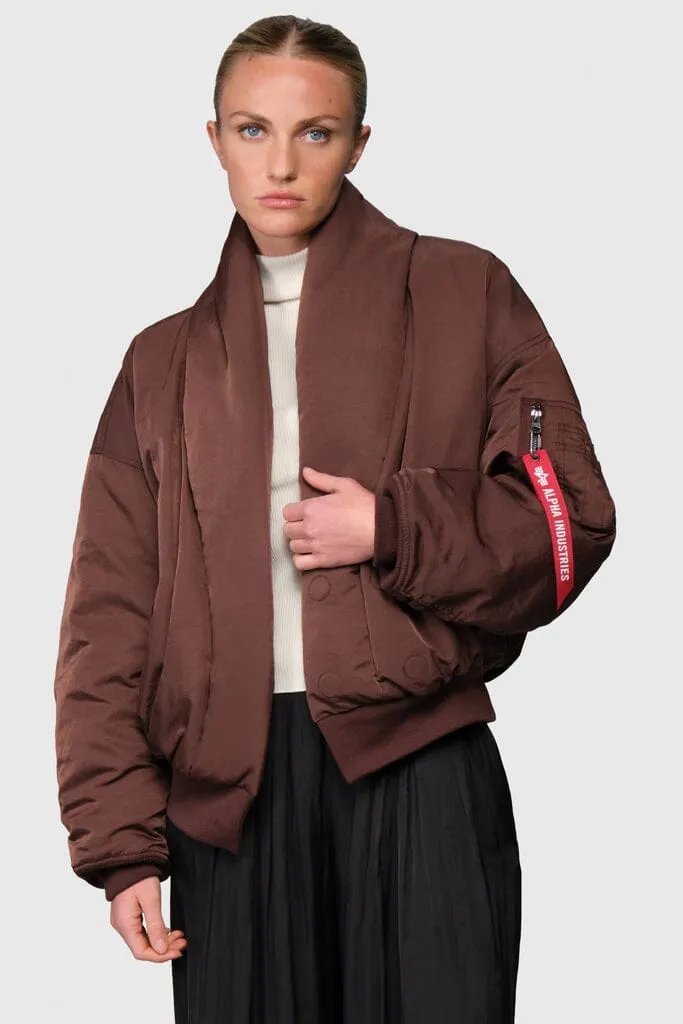 Alpha Industries Shawl Collar Bomber Jacket geaca dama Cocoa puf