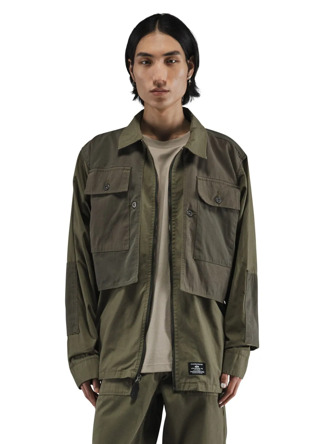 Alpha Industries P-44 camasa overshirt verde bumbac usor