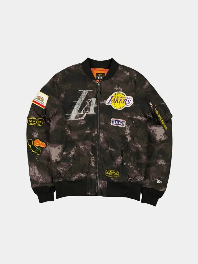 Alpha Industries MA-1 Lakers geacă bomber negru camuflaj