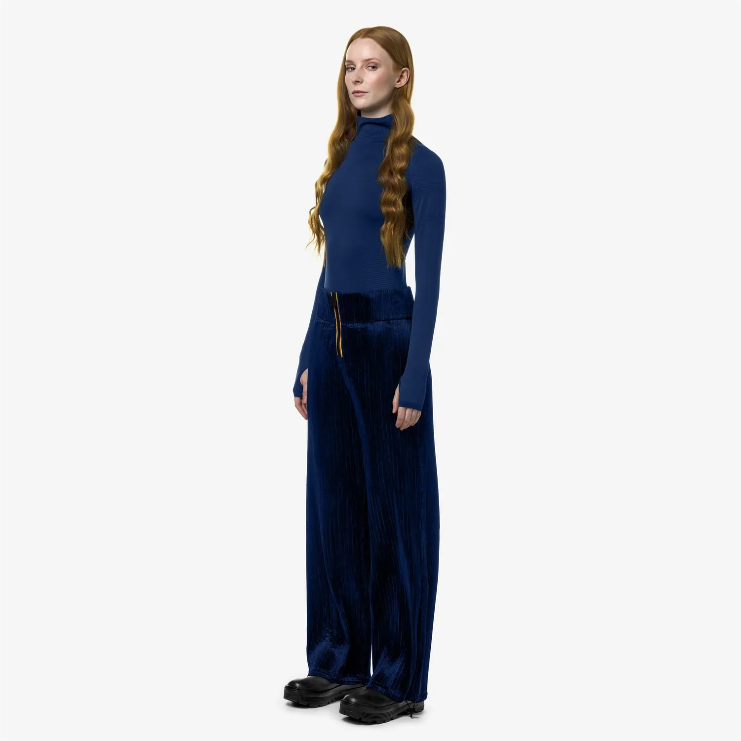 K-Way Baggy Plisse pantaloni dama albastru cobalt