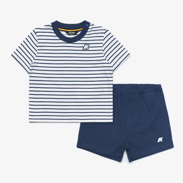 K-Way Pete set bebe tricou + pantaloni alb albastru
