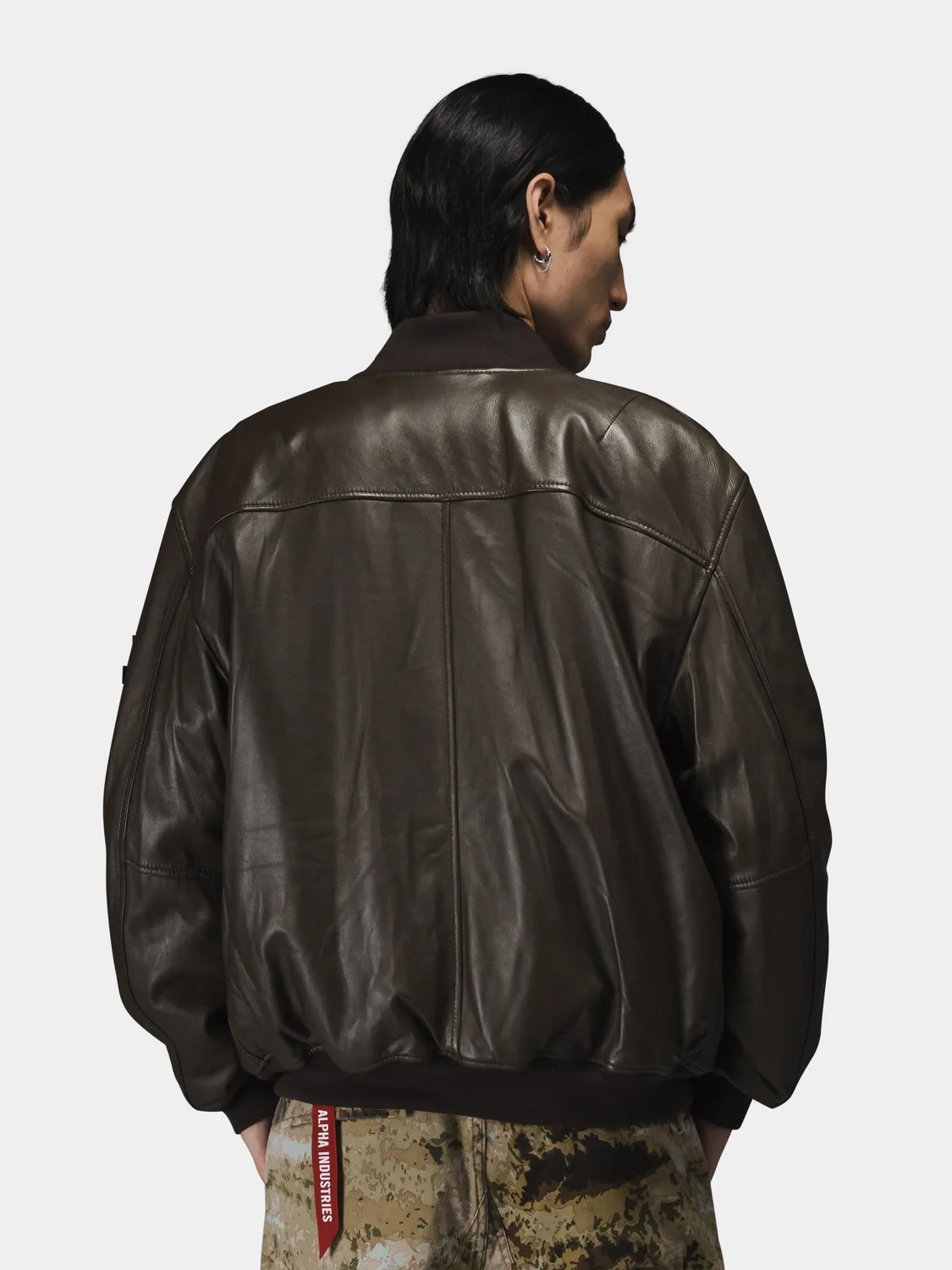 Alpha Industries MA-1 Leather Bomber geacă espresso piele napa