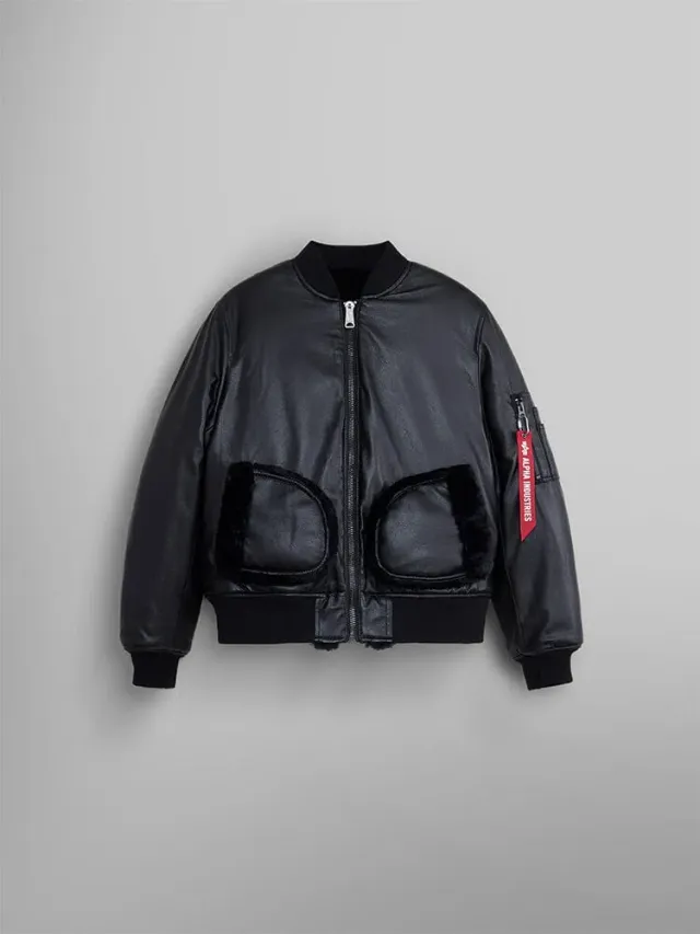 Alpha Industries MA-1 geaca dama reversibila negru blana