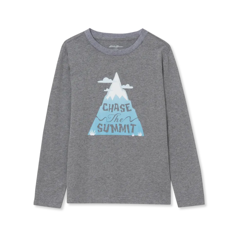 Eddie Bauer Boys Long-Sleeve Graphic Tee tricou Charcoal Heather bumbac