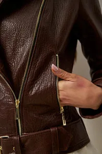 Mareus 624 Amber Cognac geaca piele biker dama