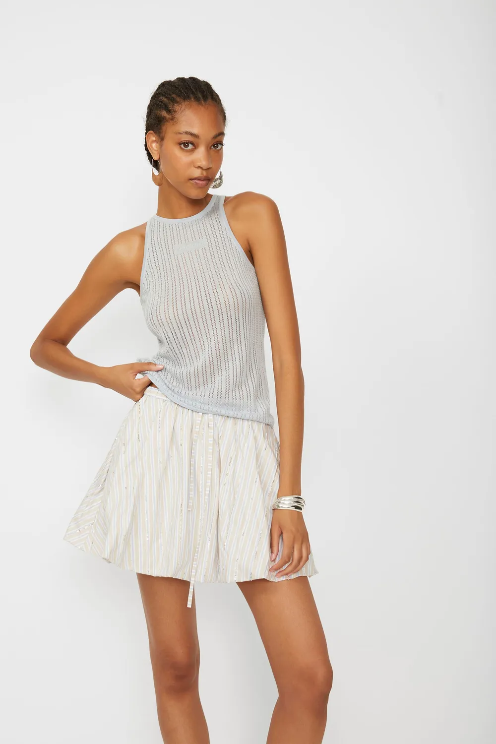 Isabelle Blanche top tricotat perforat custard S