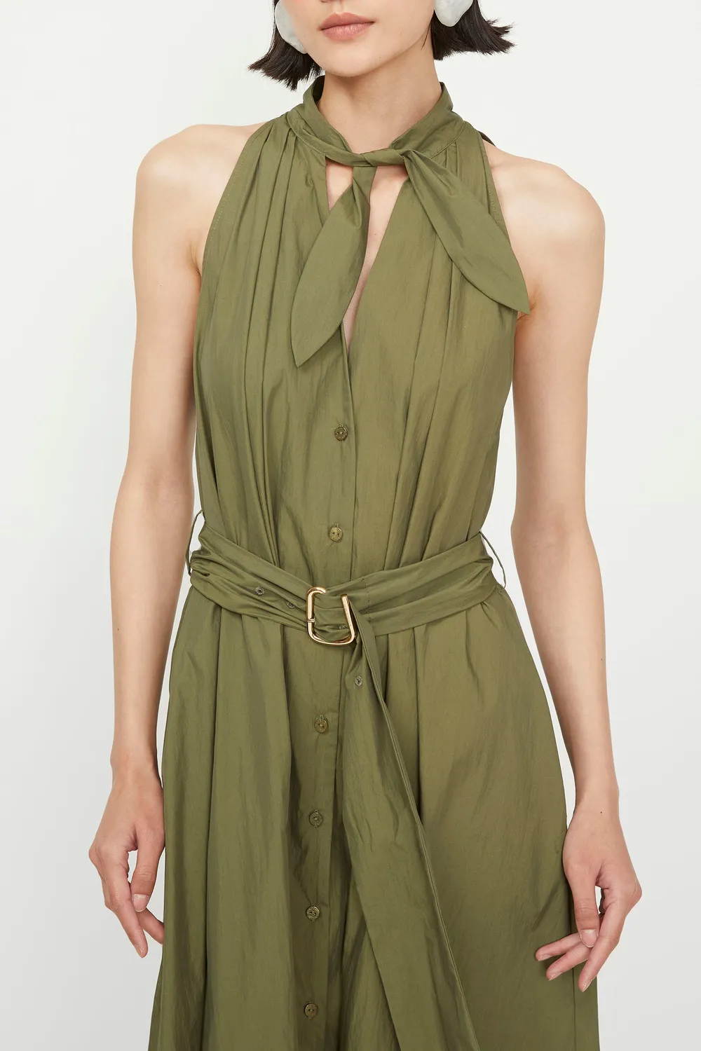 Rochie Isabelle Blanche lunga fara maneci verde chiparos