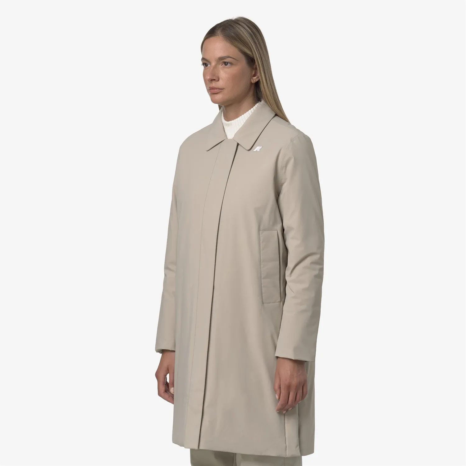 K-Way Morese ST Warm palton lung bej cashmere impermeabil