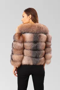 Mareus Haină blană vulpe 259 Brown Frost transformabilă