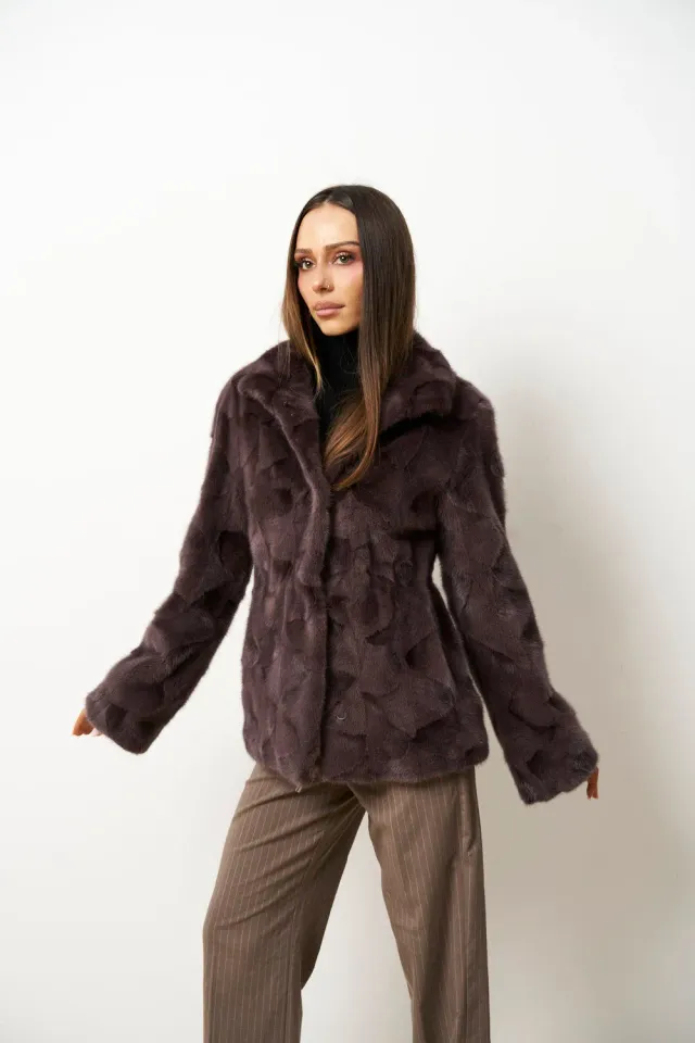 Mareus 642 haină blană nurcă Dusty Orchid călduroasă