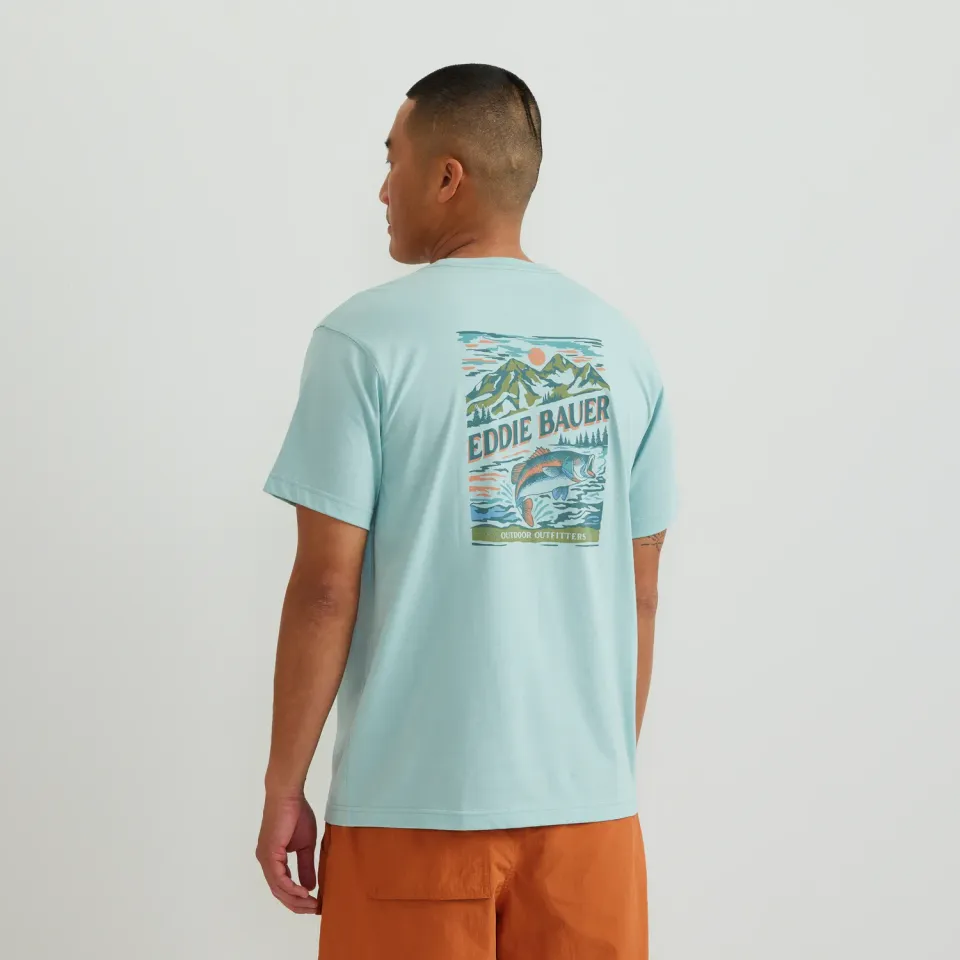Eddie Bauer Fish Outdoors tricou aquamarine imprimat