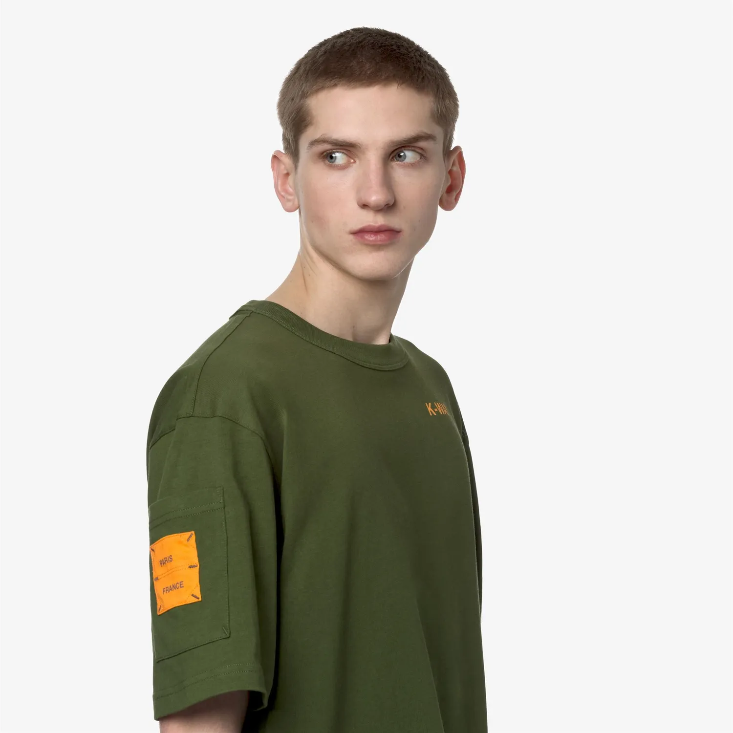 K-Way Fantome Sleeve Pocket tricou verde XS bumbac gros