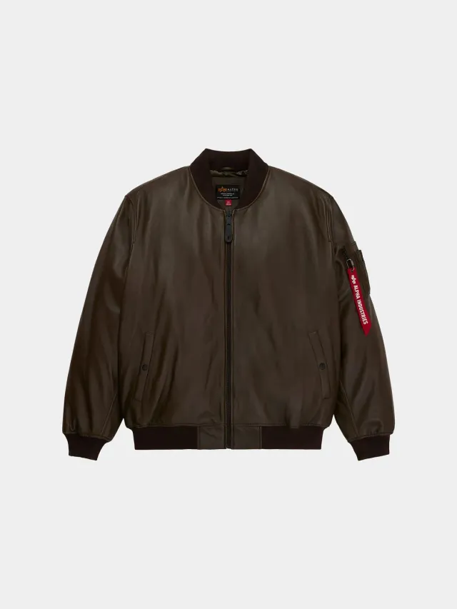 Alpha Industries MA-1 Leather Bomber geacă espresso piele napa
