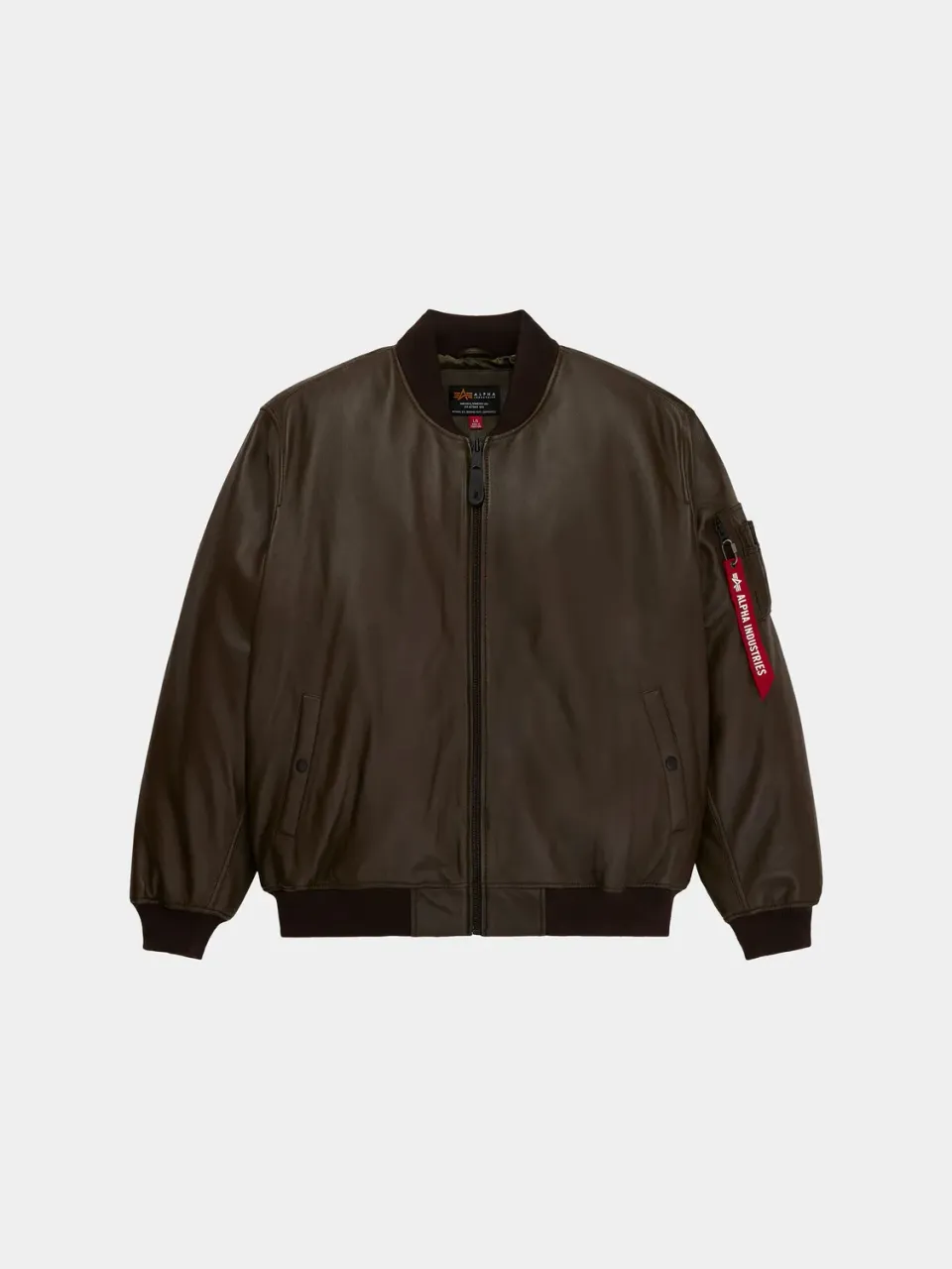 Alpha Industries MA-1 Leather Bomber geacă espresso piele napa