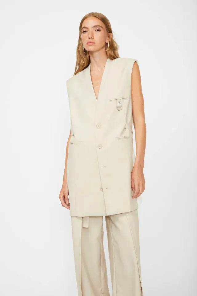 Isabelle Blanche rochie tip taior Taupe poliester