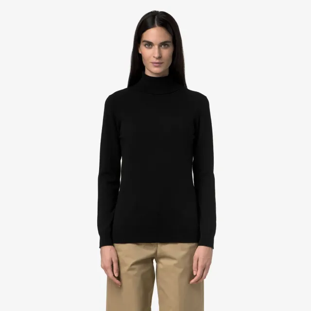 K-Way Amane Plain Mix Merino pulover damă Black Pure lână