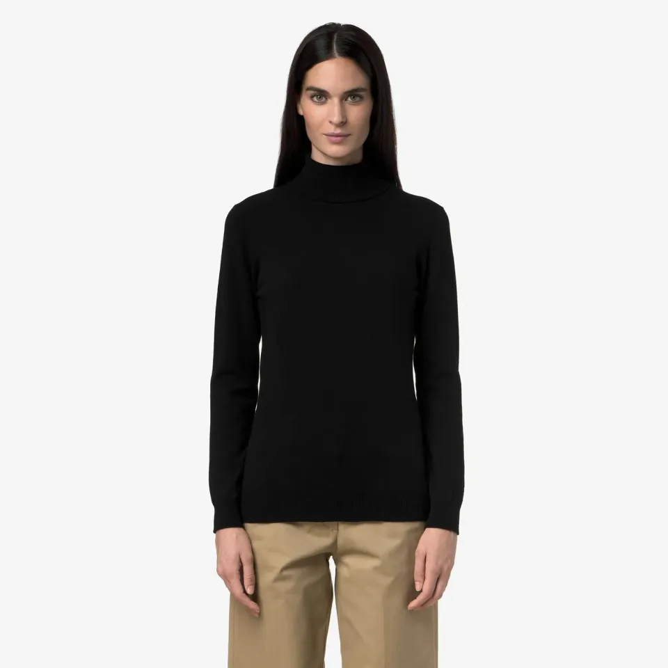 K-Way Amane Plain Mix Merino pulover damă Black Pure lână